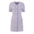 Valeriana Mini Dress Purple Sequin Crystal Embellished Pocketed