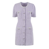 Valeriana Mini Dress Purple Sequin Crystal Embellished Pocketed