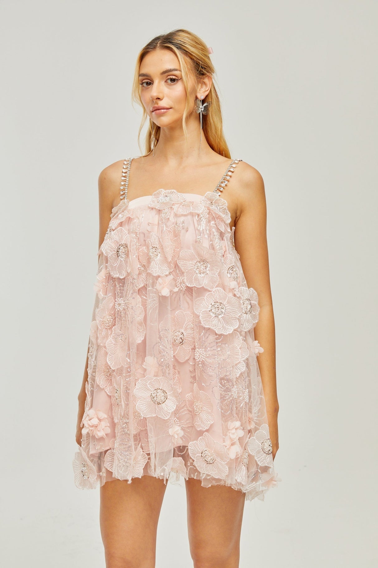 Valérie crystalembellished floral mini dress