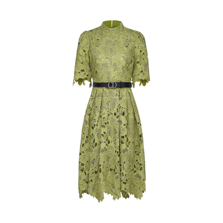 Valérie Green Embroidered A - Line Mini Dress With Cutout Details
