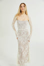 Valérie white floral lace mesh maxi dress