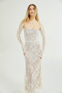 Valérie white floral lace mesh maxi dress