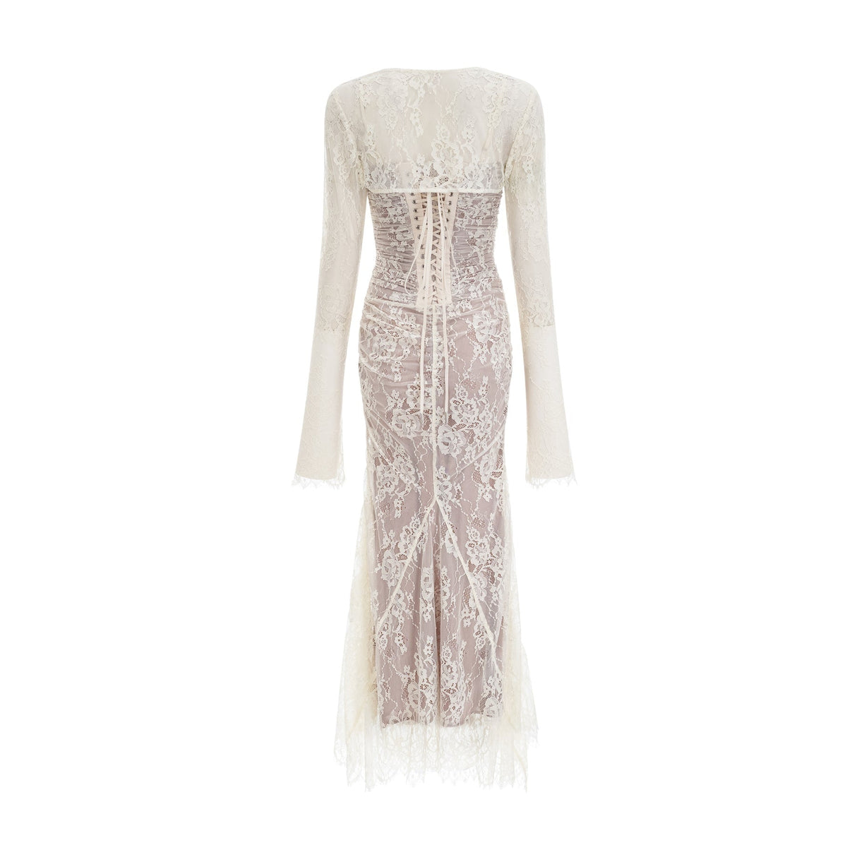 Valérie white floral lace mesh maxi dress