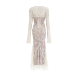 Valérie white floral lace mesh maxi dress