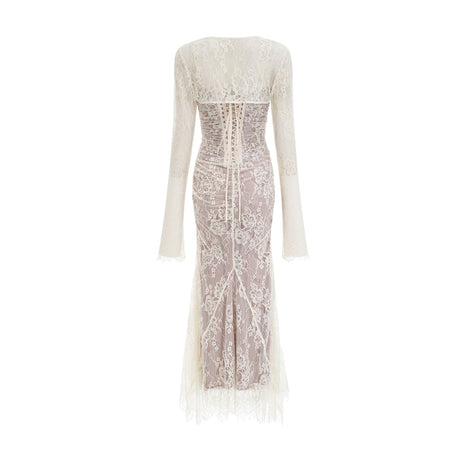 Valérie white floral lace mesh maxi dress