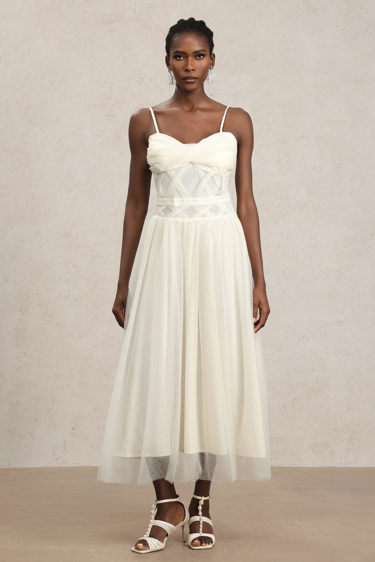 Valerie White Halterneck Formal Dress Elegant Flowing Skirt Wedding Gala Timeless Silhouette