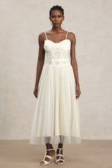 Valerie White Halterneck Formal Dress Elegant Flowing Skirt Wedding Gala Timeless Silhouette