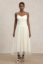 Valerie White Halterneck Formal Dress Elegant Flowing Skirt Wedding Gala Timeless Silhouette