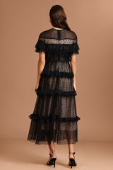 Vanessa Black Dot Print Ruffled Dress