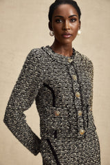 Vanessa Jacket & Skirt Silver Striped Lurex Set