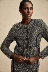 Vanessa Jacket & Skirt Silver Striped Lurex Set