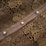 Vanessa Mini Dress Olive Green Lace Detail Flare & Layered