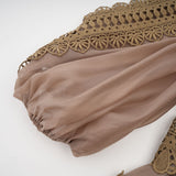 Vanessa Mini Dress Olive Green Lace Detail Flare & Layered