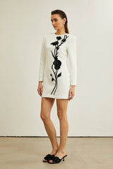 Vanessa white fauxflower embellished mini dress