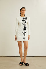 Vanessa white fauxflower embellished mini dress