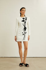 Vanessa white fauxflower embellished mini dress