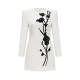 Vanessa white fauxflower embellished mini dress