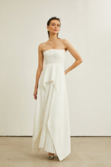 Vanessa white pleated offshoulder maxi dress