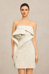 Vera Beige Ruffle Mini Dress for Women