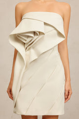Vera Beige Ruffle Mini Dress for Women