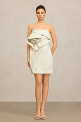 Vera Beige Ruffle Mini Dress