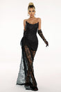 Vera Black Lace Strapless Maxi Dress Gala Evening Event Elegant Sophisticated Glamour