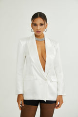 Vera Blazer White Double Breasted Shoulder Pads