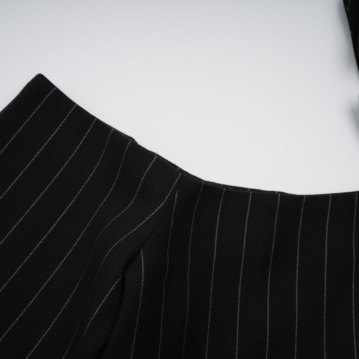 Veronika Blazer Black Striped Open Back & Peak Lapels