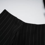 Veronika Blazer Black Striped Open Back & Peak Lapels
