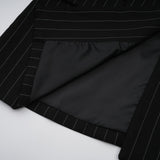 Veronika Blazer Black Striped Open Back & Peak Lapels