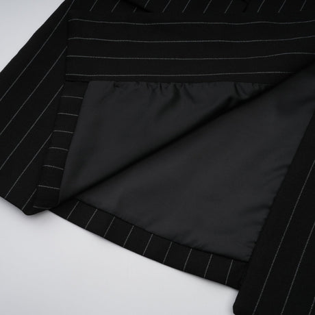 Veronika Blazer Black Striped Open Back & Peak Lapels