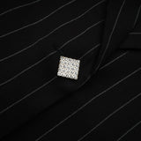 Veronika Blazer Black Striped Open Back & Peak Lapels