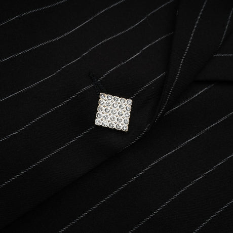 Veronika Blazer Black Striped Open Back & Peak Lapels