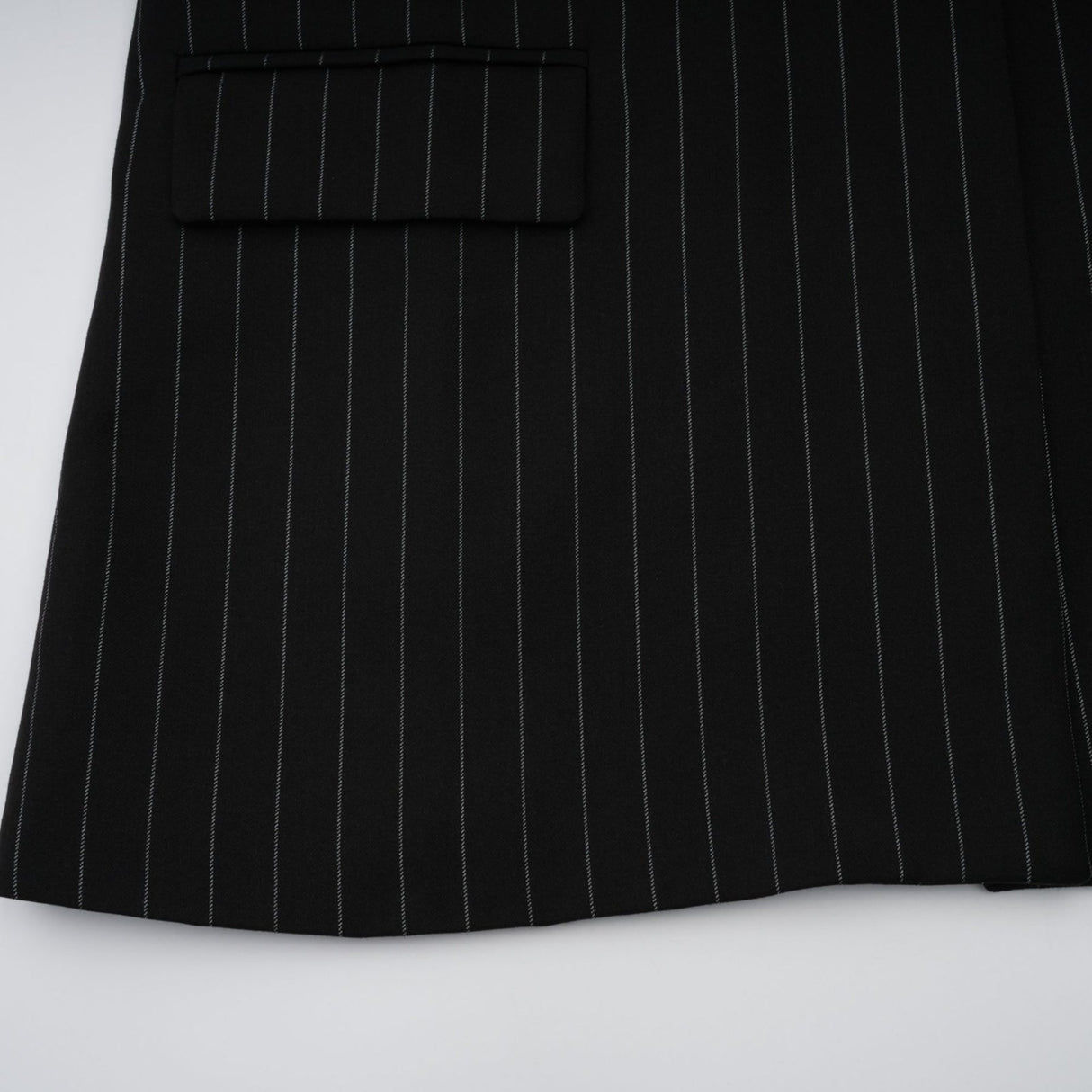 Veronika Blazer Black Striped Open Back & Peak Lapels
