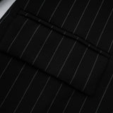 Veronika Blazer Black Striped Open Back & Peak Lapels