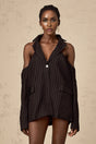 Veronika Blazer Black Striped Open Back & Peak Lapels
