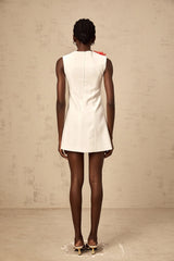 Véronique white 3dpetal sleeveless mini dress