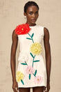 Véronique white 3dpetal sleeveless mini dress