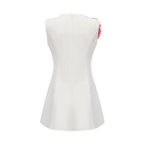 Véronique white 3dpetal sleeveless mini dress