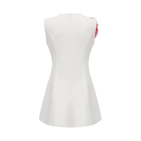 Véronique white 3dpetal sleeveless mini dress