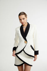 Vespera contrast colours jacket  skirt matching set