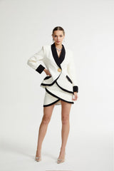 Vespera contrast colours jacket  skirt matching set
