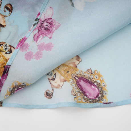Victoire Blue Silk Floral Midi Dress With Open Back and Crystal Detail