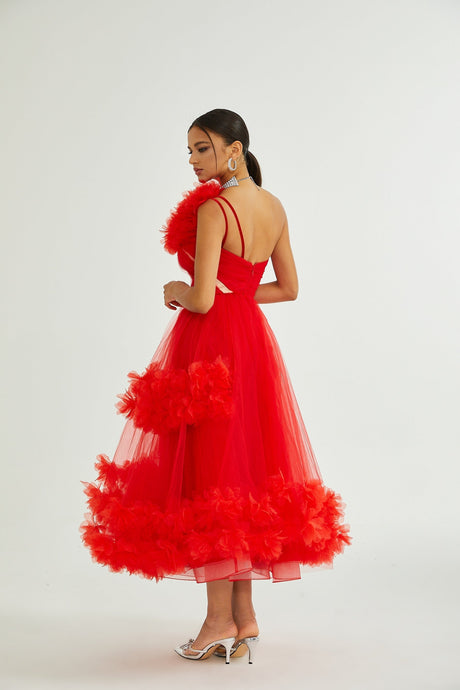 Victoire tullepanelled midi dress
