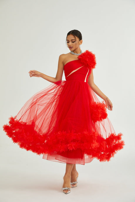 Victoire tullepanelled midi dress