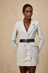 Victoria Denim Blazer Grey Rhinestone Embellished