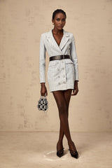 Victoria Denim Blazer Grey Rhinestone Embellished
