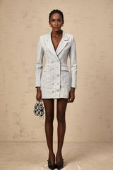 Victoria Denim Blazer Grey Rhinestone Embellished