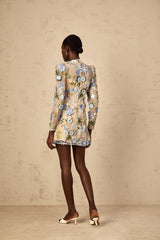 Victoria Mini Dress Blue Floral Appliqu Embroidered Tulle