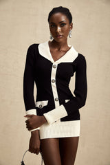 Victoria Mini Dress Victoria Color Blocked Black & White Ribbed